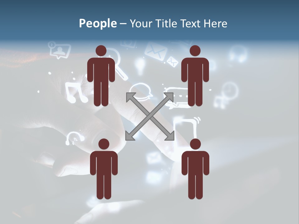 A Person Touching A Tablet With Icons Coming Out Of It PowerPoint Template