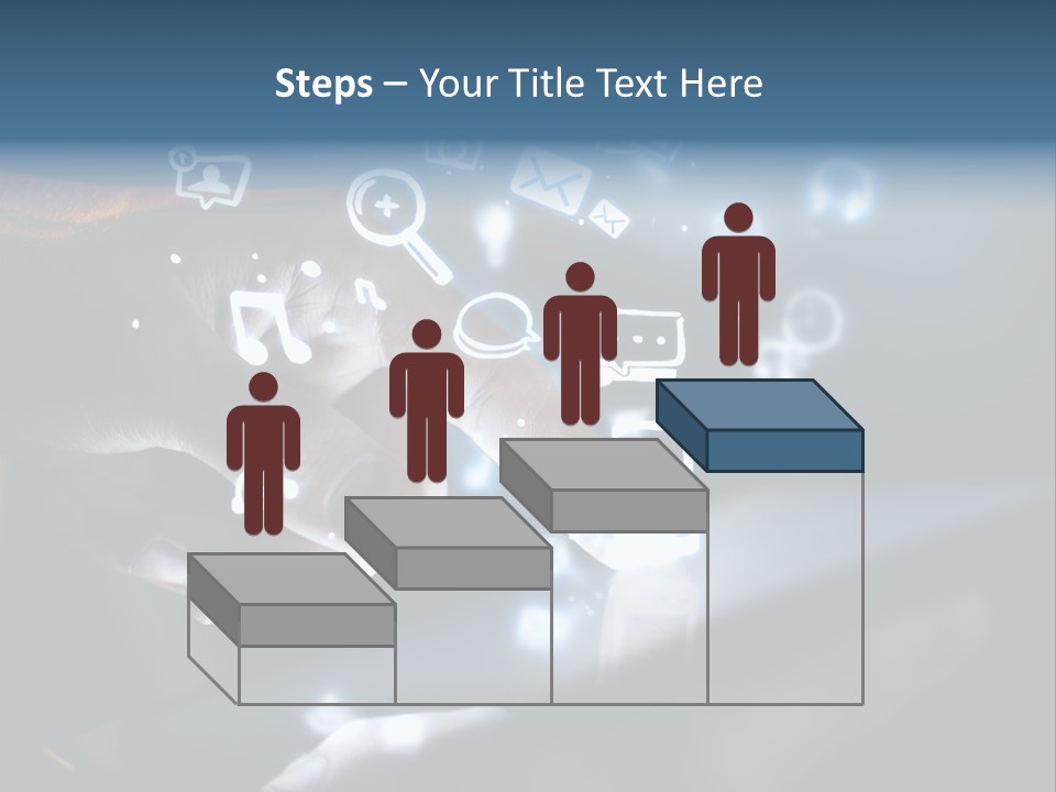 A Person Touching A Tablet With Icons Coming Out Of It PowerPoint Template