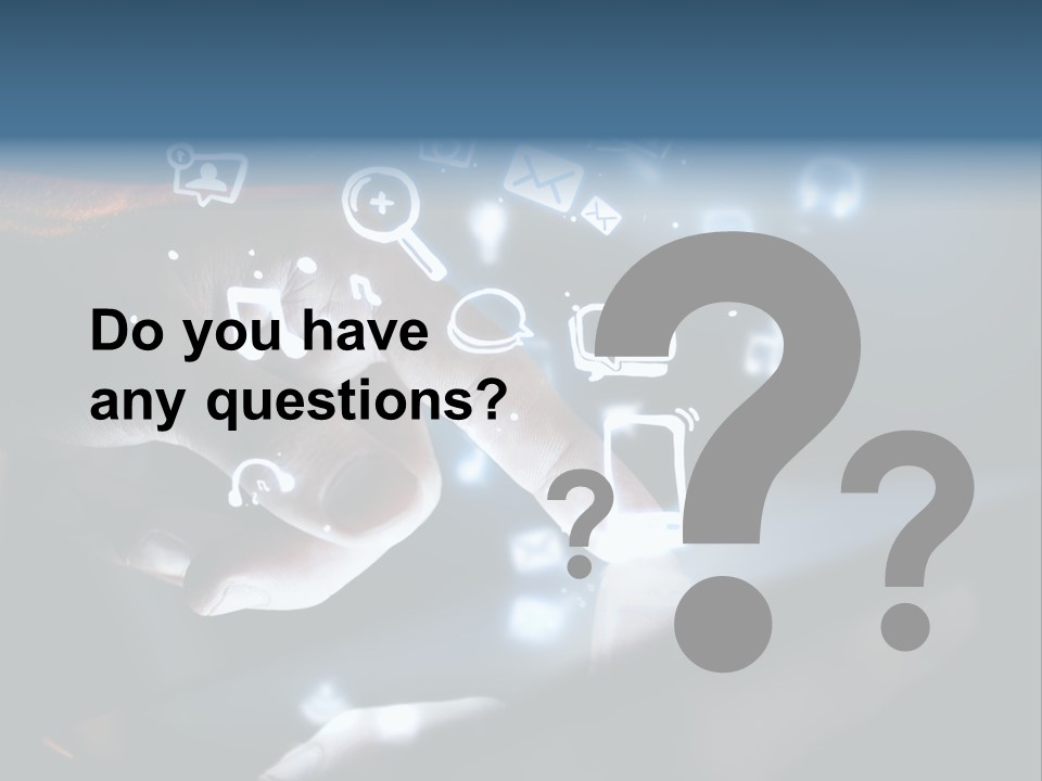 A Person Touching A Tablet With Icons Coming Out Of It PowerPoint Template