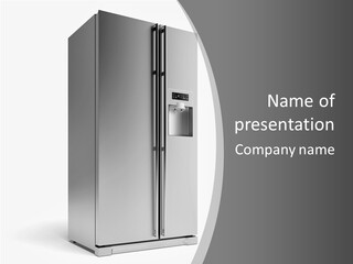A Silver Refrigerator With A White Background PowerPoint Template