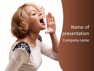 Businesswoman Shouting One PowerPoint Template