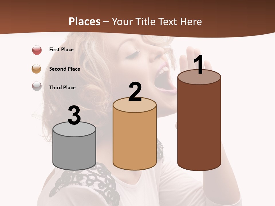 Businesswoman Shouting One PowerPoint Template