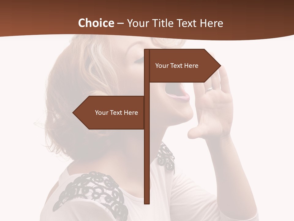 Businesswoman Shouting One PowerPoint Template