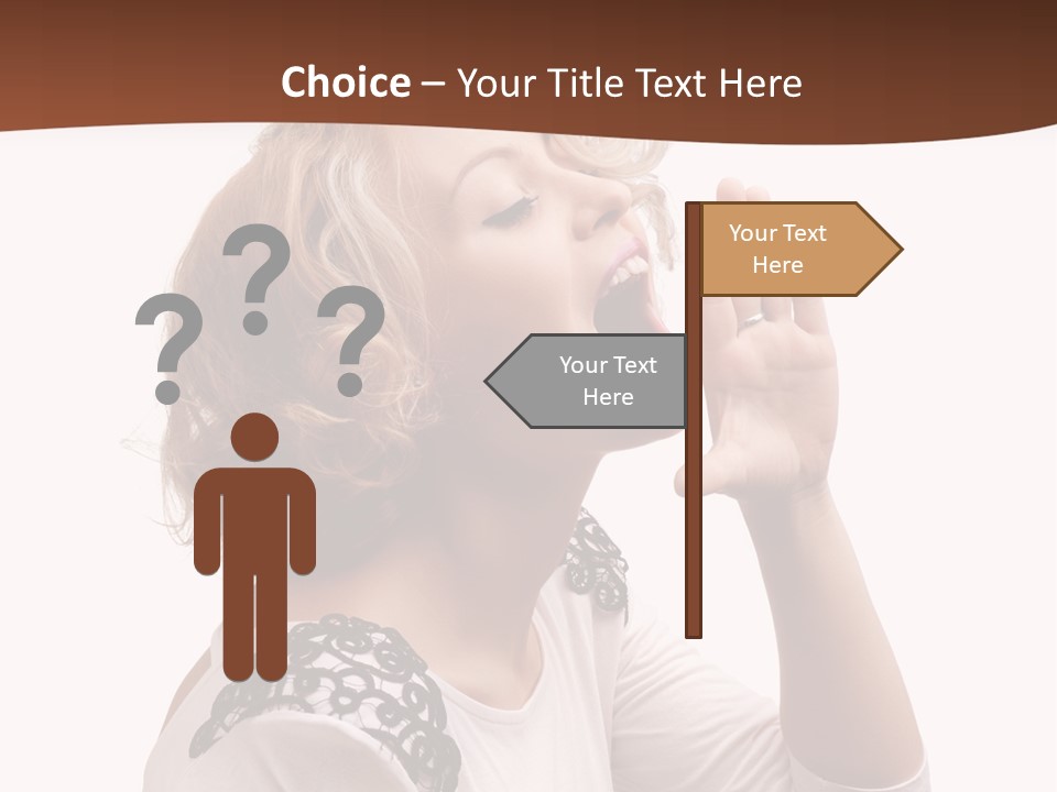Businesswoman Shouting One PowerPoint Template