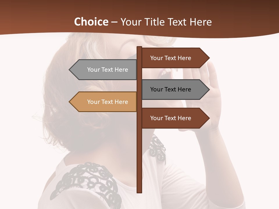 Businesswoman Shouting One PowerPoint Template