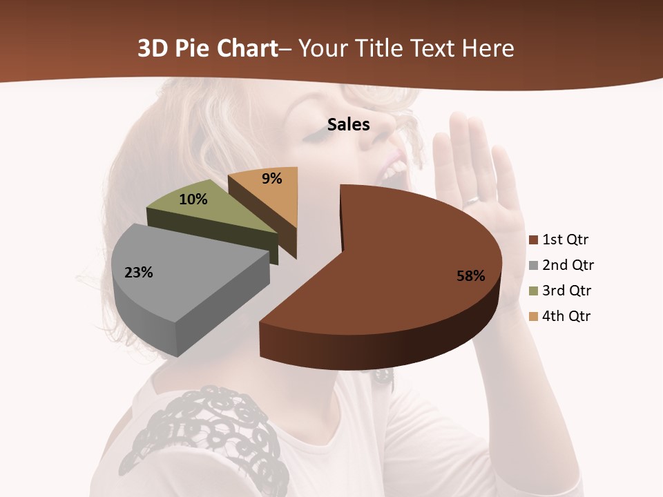 Businesswoman Shouting One PowerPoint Template