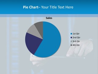 A Man In A Suit Is Holding A Tablet PowerPoint Template