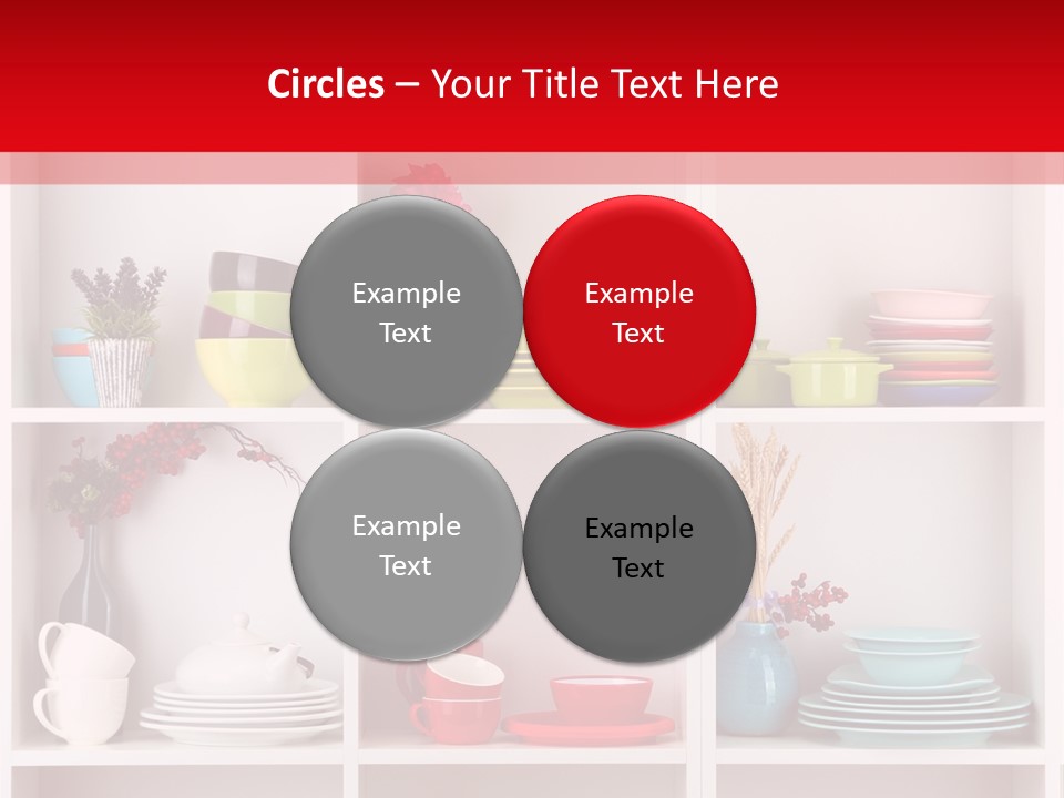 A Red And White Shelf Filled With Lots Of Dishes PowerPoint Template