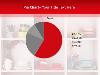 A Red And White Shelf Filled With Lots Of Dishes PowerPoint Template