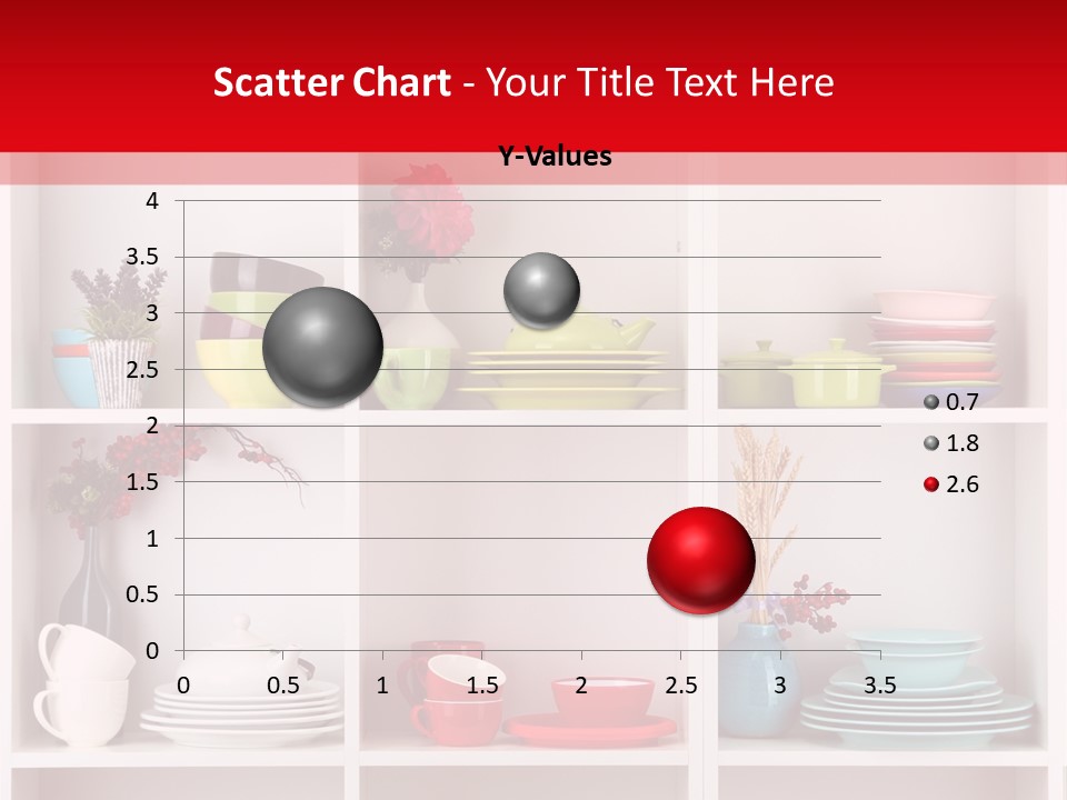 A Red And White Shelf Filled With Lots Of Dishes PowerPoint Template
