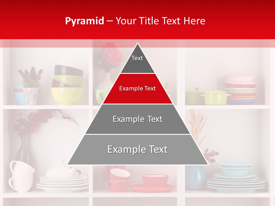 A Red And White Shelf Filled With Lots Of Dishes PowerPoint Template