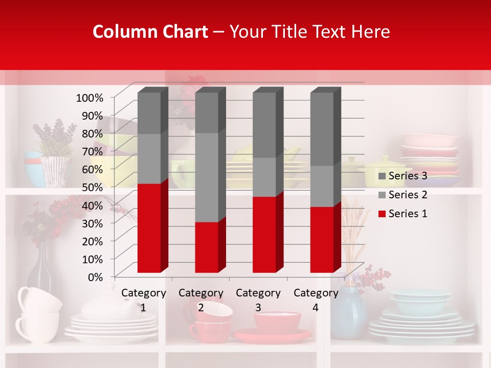 A Red And White Shelf Filled With Lots Of Dishes PowerPoint Template