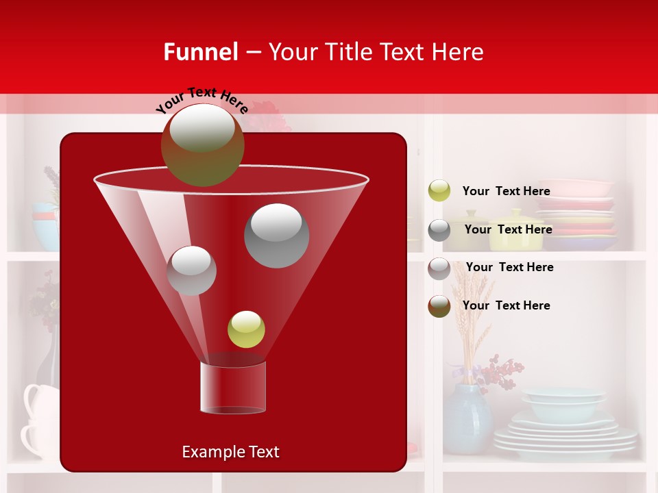 A Red And White Shelf Filled With Lots Of Dishes PowerPoint Template