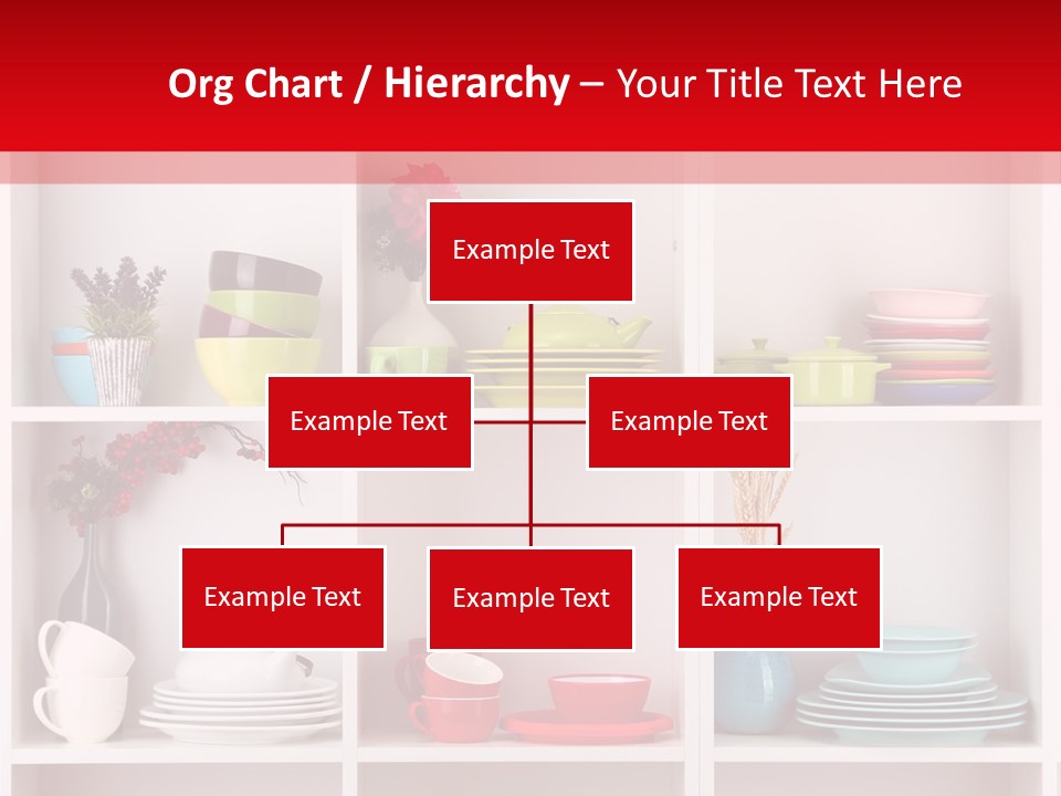 A Red And White Shelf Filled With Lots Of Dishes PowerPoint Template