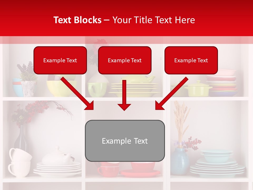 A Red And White Shelf Filled With Lots Of Dishes PowerPoint Template