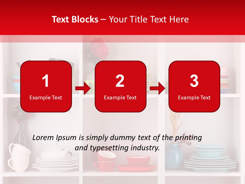 A Red And White Shelf Filled With Lots Of Dishes PowerPoint Template