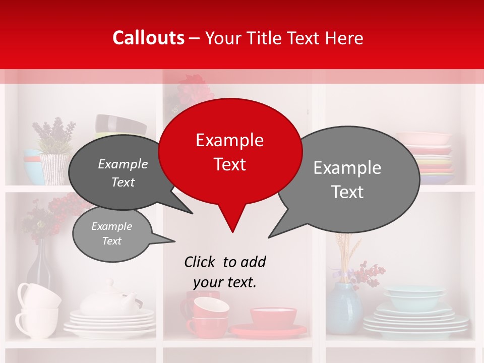 A Red And White Shelf Filled With Lots Of Dishes PowerPoint Template