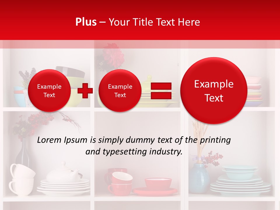 A Red And White Shelf Filled With Lots Of Dishes PowerPoint Template