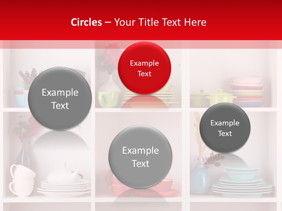 A Red And White Shelf Filled With Lots Of Dishes PowerPoint Template
