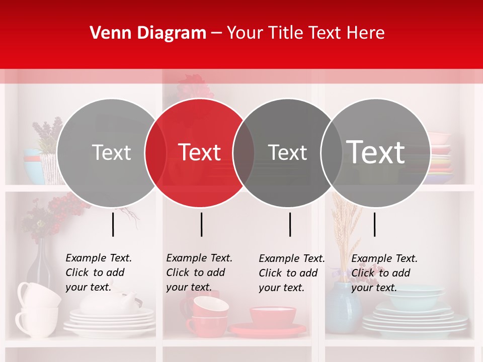 A Red And White Shelf Filled With Lots Of Dishes PowerPoint Template