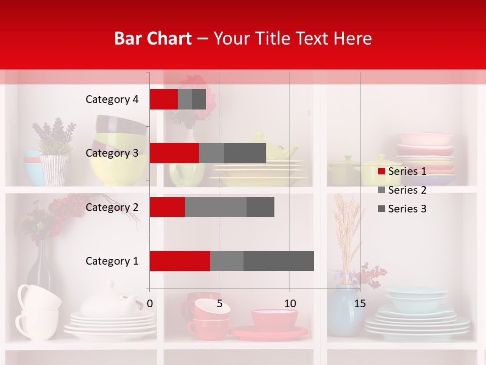 A Red And White Shelf Filled With Lots Of Dishes PowerPoint Template