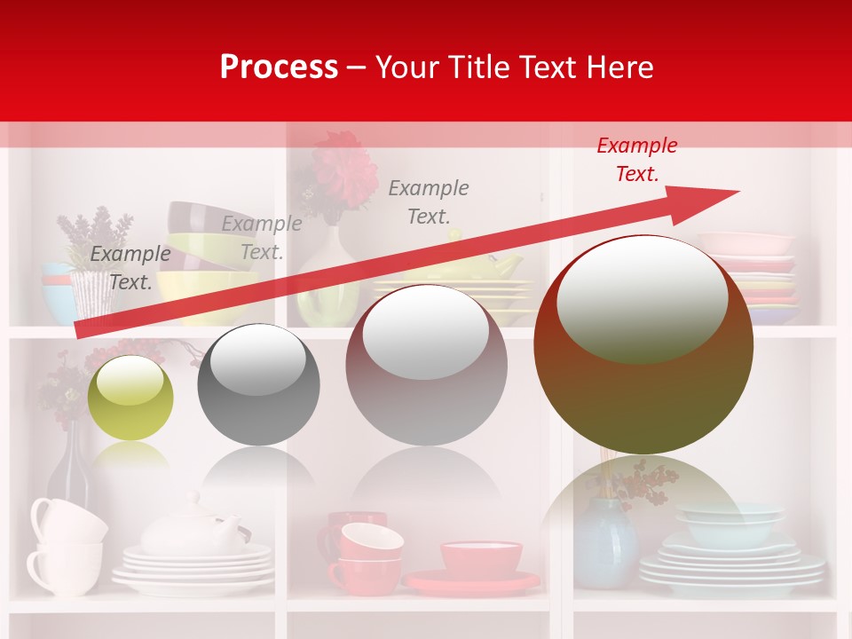 A Red And White Shelf Filled With Lots Of Dishes PowerPoint Template