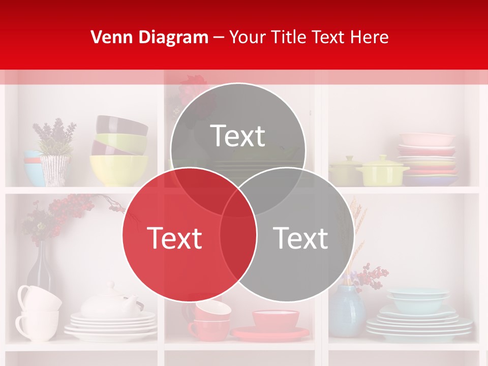 A Red And White Shelf Filled With Lots Of Dishes PowerPoint Template