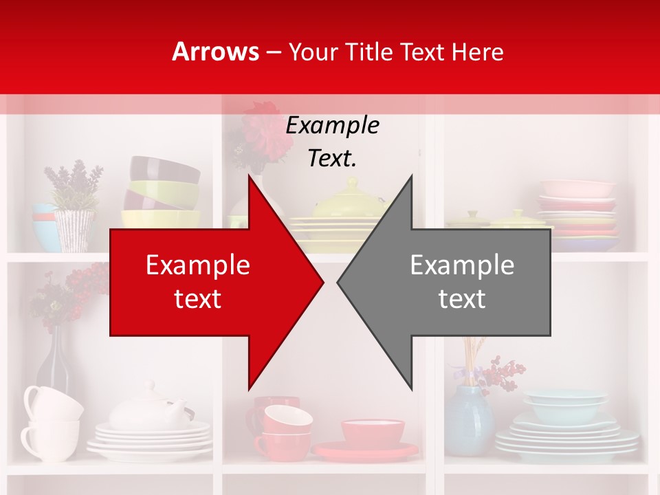 A Red And White Shelf Filled With Lots Of Dishes PowerPoint Template