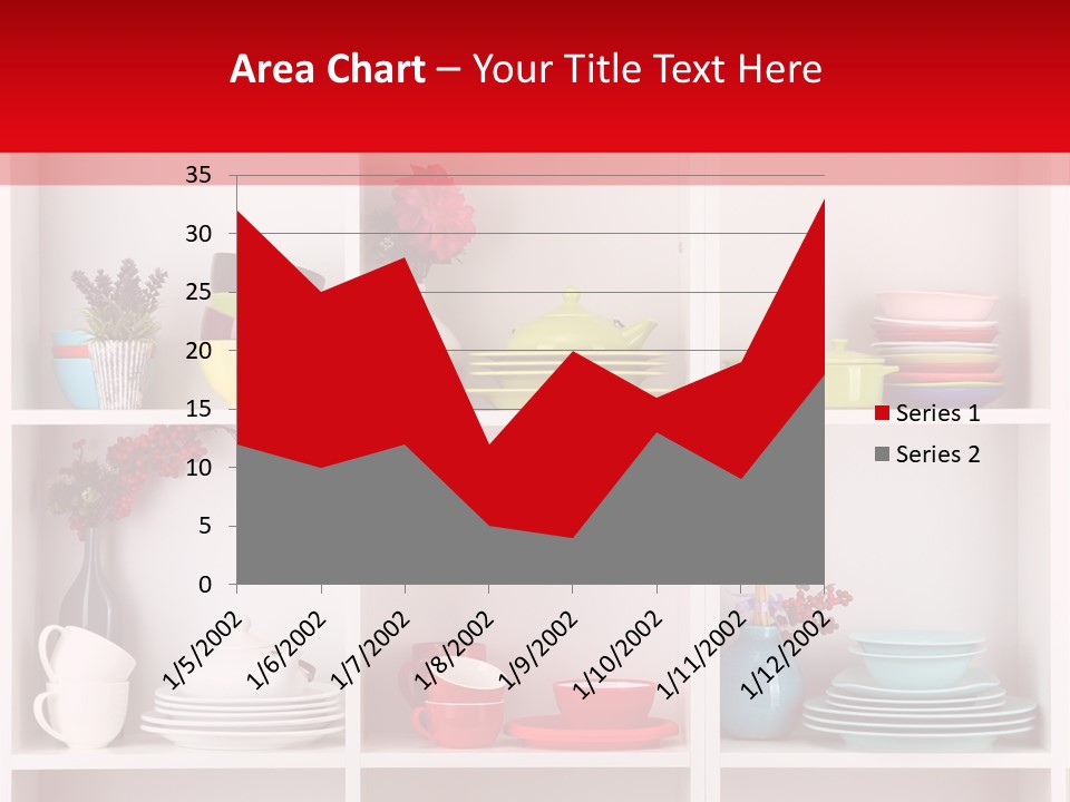 A Red And White Shelf Filled With Lots Of Dishes PowerPoint Template