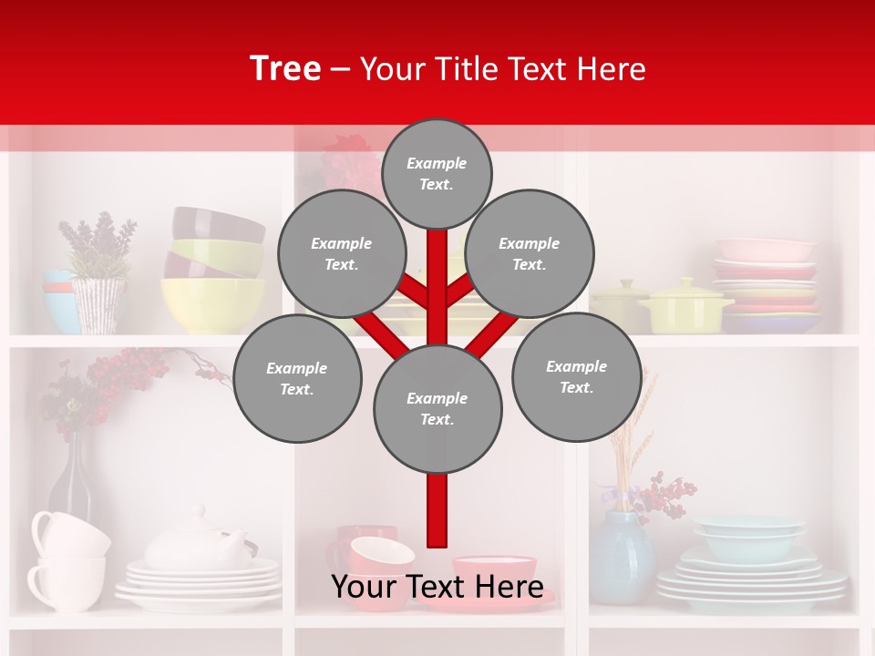 A Red And White Shelf Filled With Lots Of Dishes PowerPoint Template
