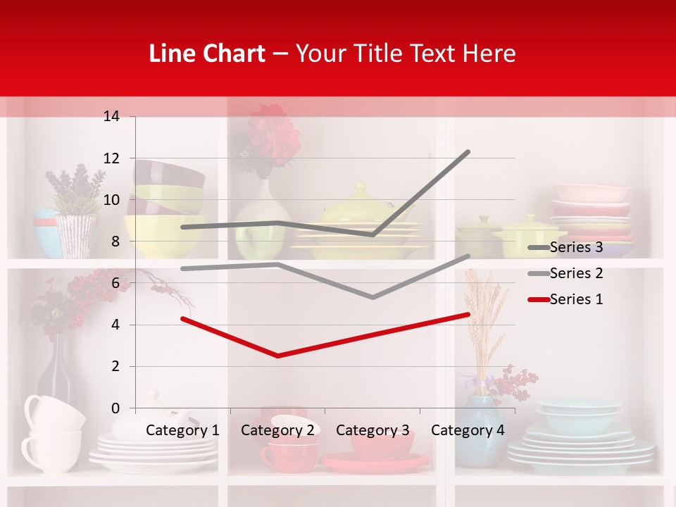 A Red And White Shelf Filled With Lots Of Dishes PowerPoint Template