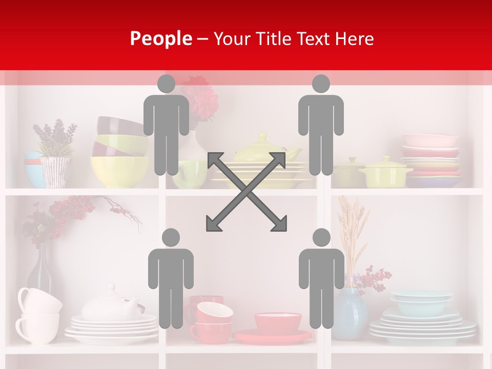 A Red And White Shelf Filled With Lots Of Dishes PowerPoint Template