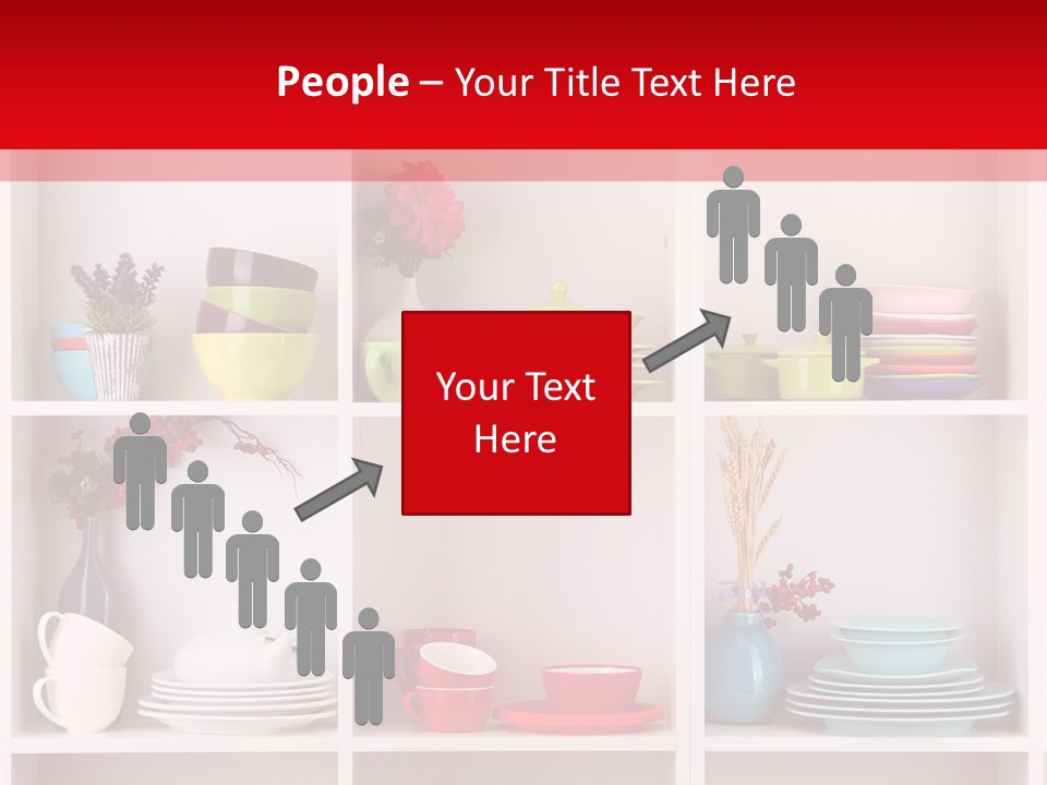A Red And White Shelf Filled With Lots Of Dishes PowerPoint Template