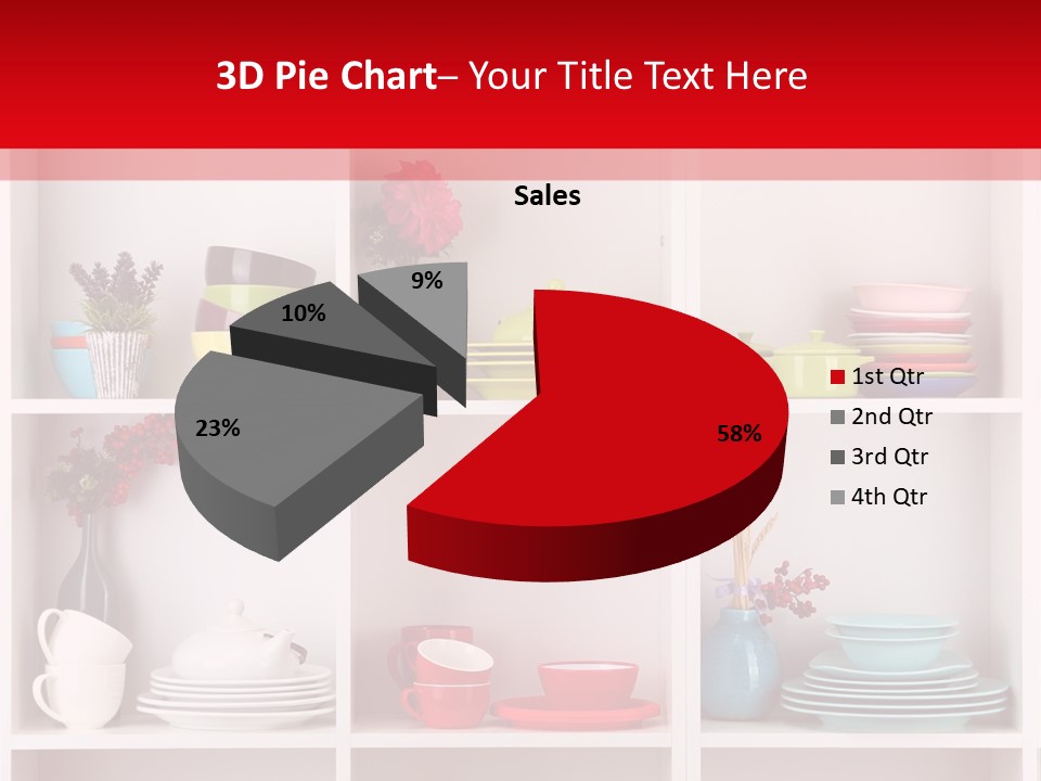 A Red And White Shelf Filled With Lots Of Dishes PowerPoint Template