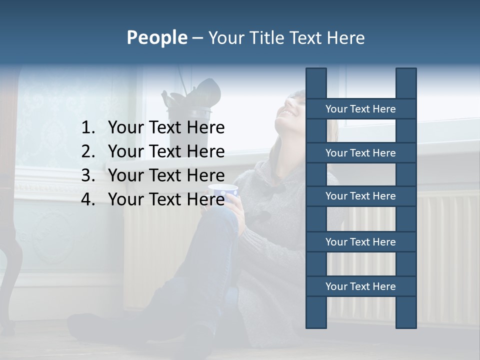 Smiling Relax Sitting PowerPoint Template