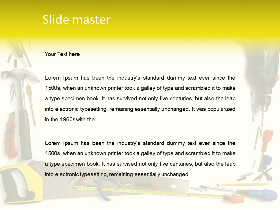 Work Screw Driver On White PowerPoint Template