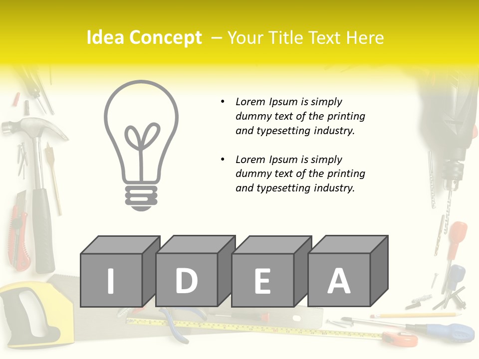Work Screw Driver On White PowerPoint Template