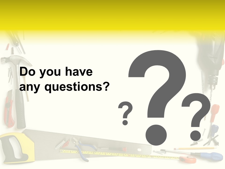 Work Screw Driver On White PowerPoint Template