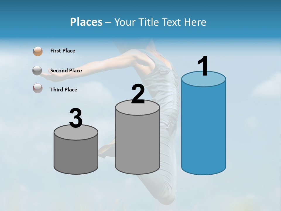 A Woman Jumping In The Air With Her Arms Outstretched PowerPoint Template