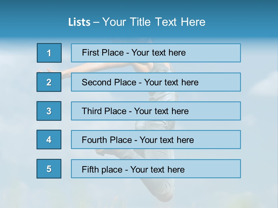 A Woman Jumping In The Air With Her Arms Outstretched PowerPoint Template