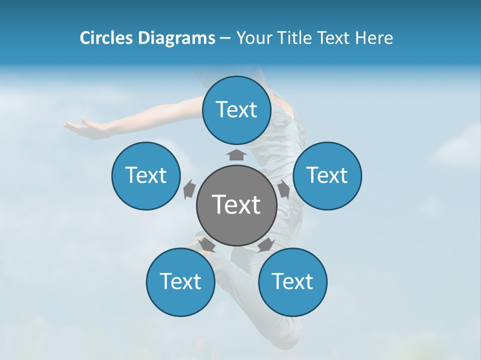 A Woman Jumping In The Air With Her Arms Outstretched PowerPoint Template