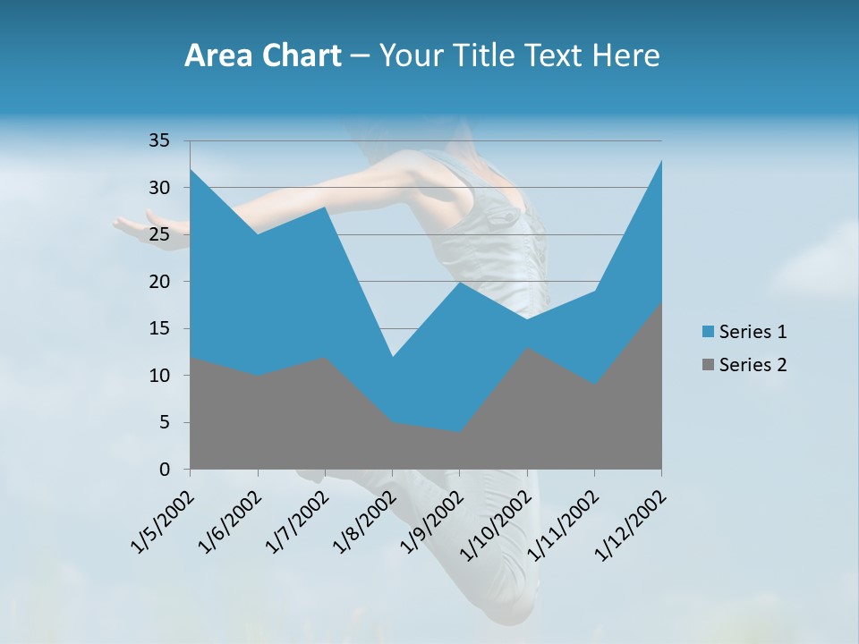 A Woman Jumping In The Air With Her Arms Outstretched PowerPoint Template
