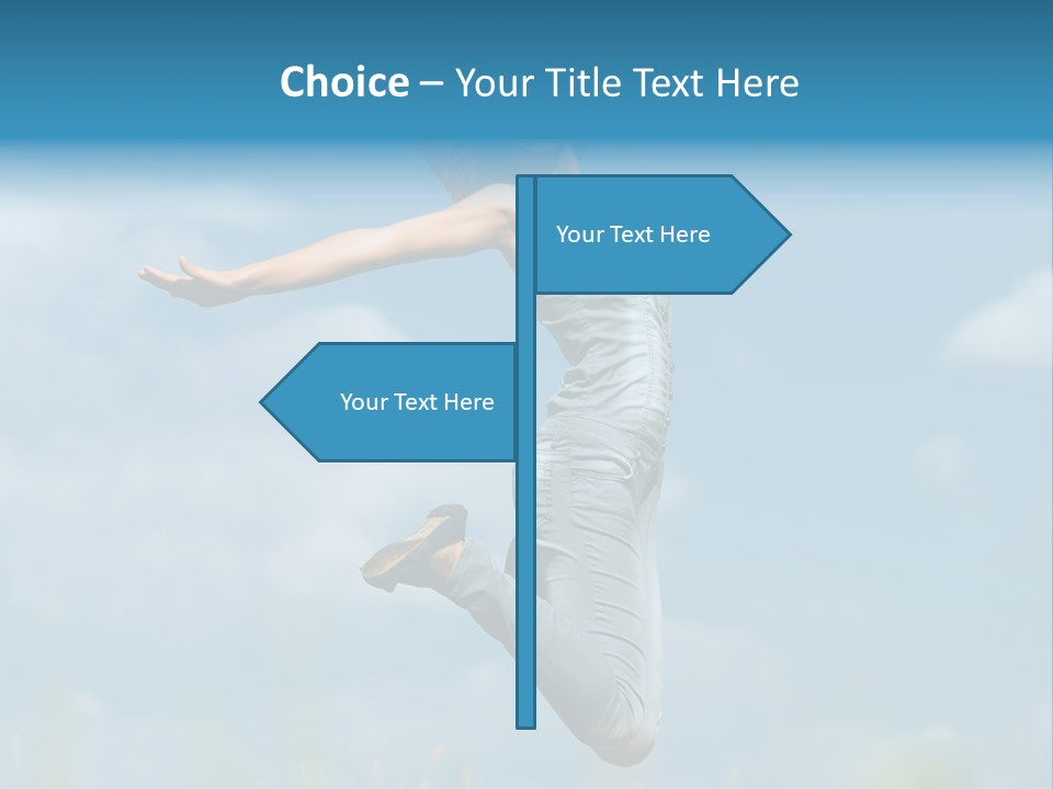 A Woman Jumping In The Air With Her Arms Outstretched PowerPoint Template