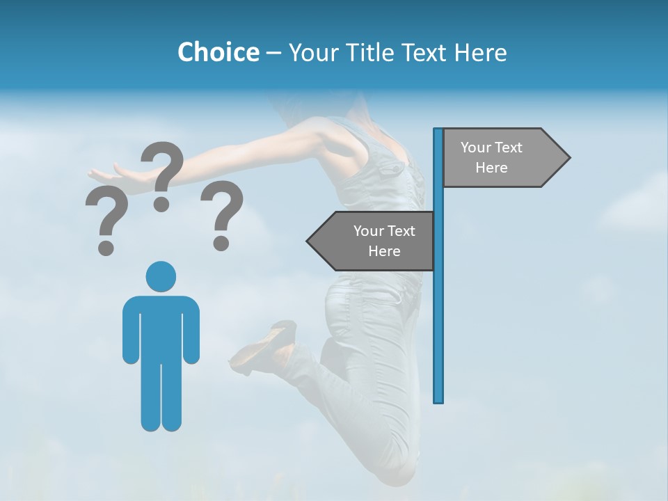 A Woman Jumping In The Air With Her Arms Outstretched PowerPoint Template