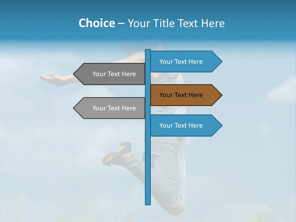 A Woman Jumping In The Air With Her Arms Outstretched PowerPoint Template