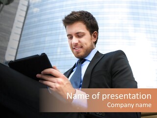 Working Business Person Outside PowerPoint Template