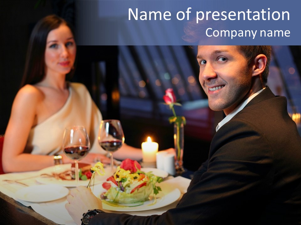 Caucasian Cafe Romance PowerPoint Template