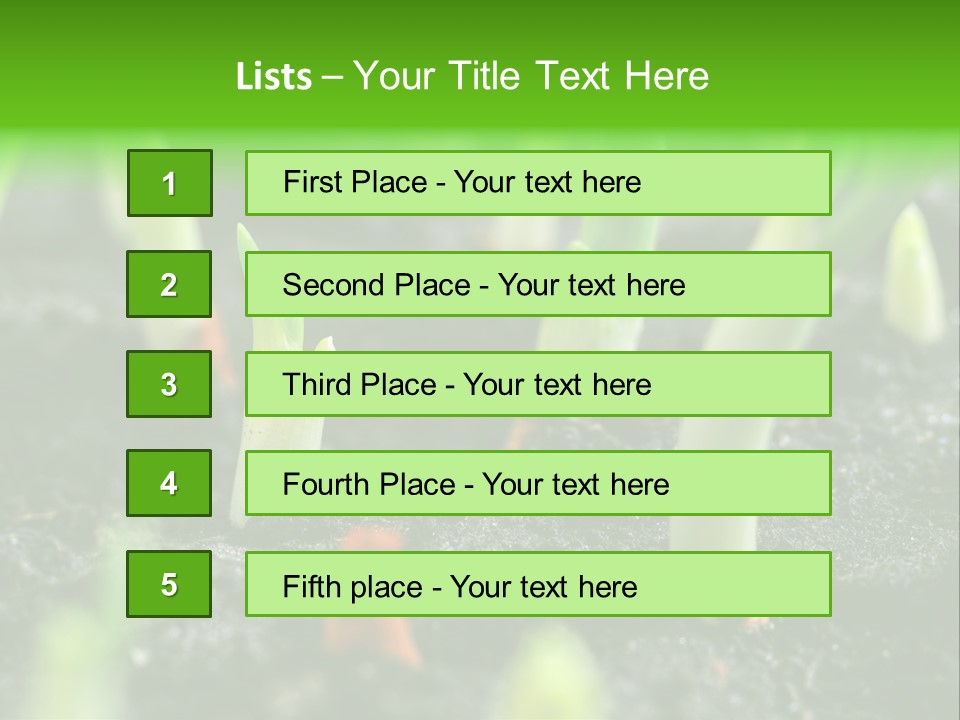 A Group Of Green Sprouts Growing From The Ground PowerPoint Template