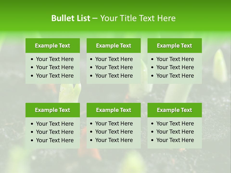 A Group Of Green Sprouts Growing From The Ground PowerPoint Template