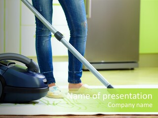 Female House Mopping PowerPoint Template